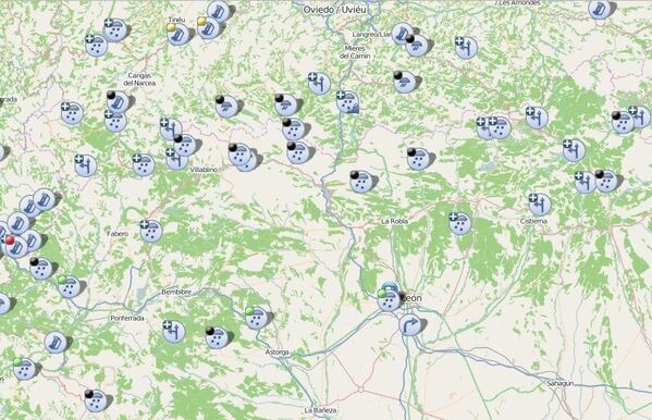 Para hacerse una idea este es el mapa de incidencias en la provincia de León a las 19:15 horas.