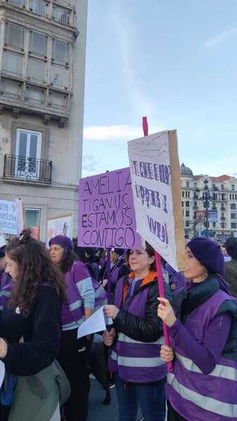 También es visible en la movilización el bloque abolicionista que promueve la abolición del género, la prostitución y cualquier otra violencia contra las mujeres