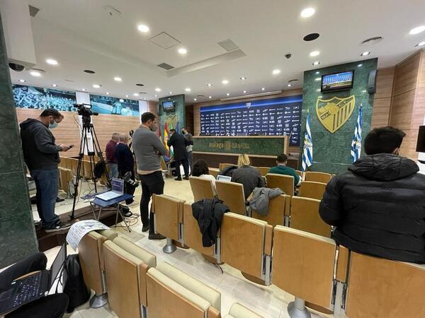 Sala de prensa de La Rosaleda. B. G.
