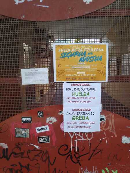Los sindicatos cifran en un 70% el seguimiento a la huelga en los colegios vascos y Educación lo rebaja al 42%