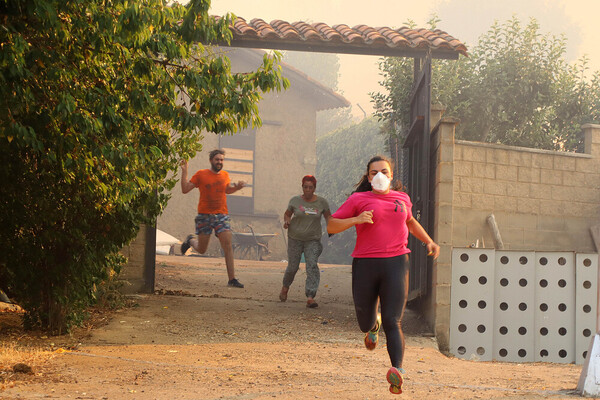 Un virulento incendio arrasa una zona arbolada con viviendas y líneas eléctricas entre San Andrés y Ferral del Bernesga. Peio García
