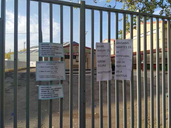 Los sindicatos cifran en un 70% el seguimiento a la huelga en los colegios vascos y Educación lo rebaja al 42%