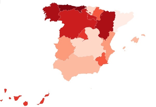 Las probabilidades de que si eres positivo acabes hospitalizado según tu comunidad