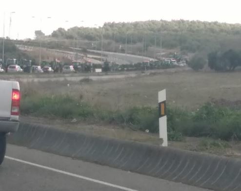 Caravana de coches entre Baeza y Úbeda