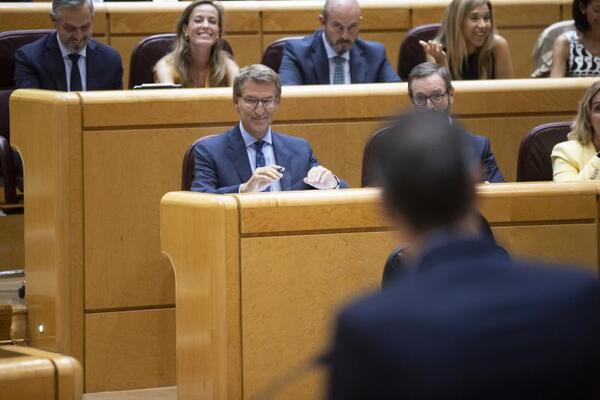 Sánchez responde a Feijóo en su último turno de réplica del debate. Foto: Efe