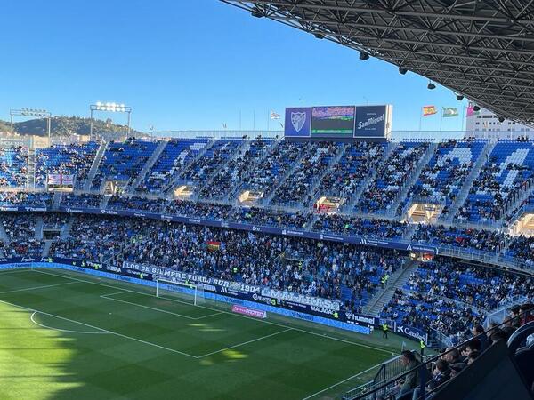 Imagen del aspecto de la grada de Gol de La Rosaleda durante el Málaga-Burgos. SUR