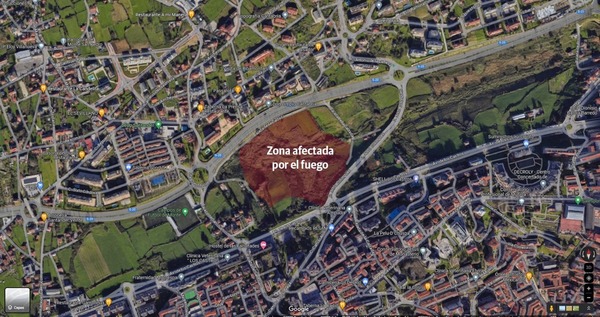 En esta imagen se ve la zona afectada por el fuego