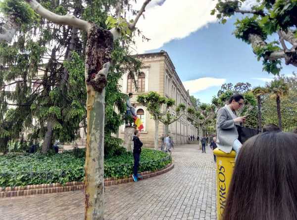 Cualquier sitio es bueno para ver el desfile. Aquí, en La Glorieta