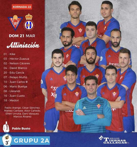 Esta es la alineación del Ceares. Sorprende la baja de última hora de Madeira, jugador clave para Pablo Busto.