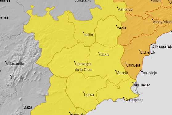 Meteorología da por finalizado el aviso naranja pero mantiene el nivel amarillo por lluvia y tormenta en toda la Región
