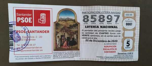 El PSOE de Santander ha repartido 57.000 euros en participaciones al tener décimos que coinciden con los tres últimos números del Gordo