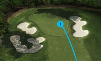 La pone en green, pero se deja muchos metros para trabajar, tantos como 17 porque la bandera esta trasera y por la izquierda