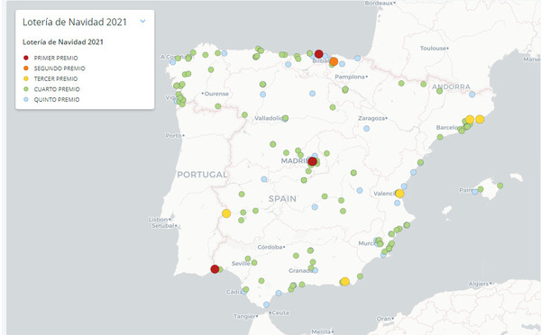 Dónde han caído los premios de la Lotería de Navidad 2021