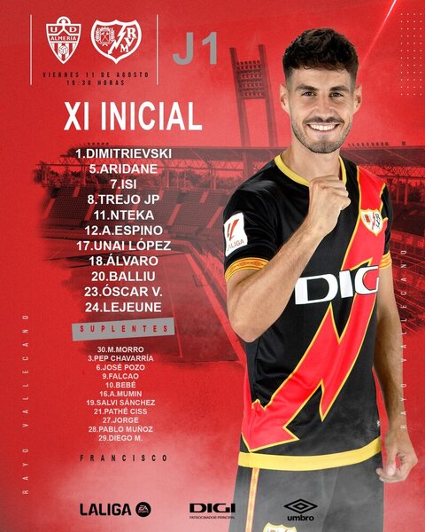 Así formará el Rayo